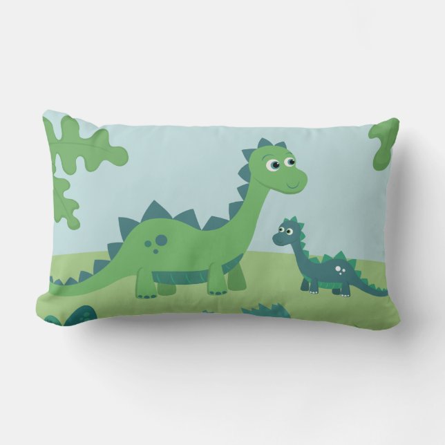 Happy mother and child dinosaur animals lumbar pillow (Front)