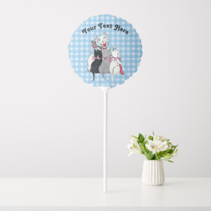 Happy Mother Cat With Her Three Kittens Plaid Balloon