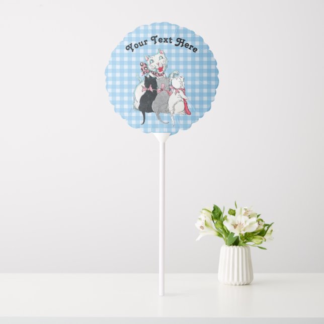 Happy Mother Cat With Her Three Kittens Plaid Balloon (In SItu)