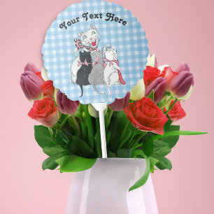 Happy Mother Cat With Her Three Kittens Plaid Balloon
