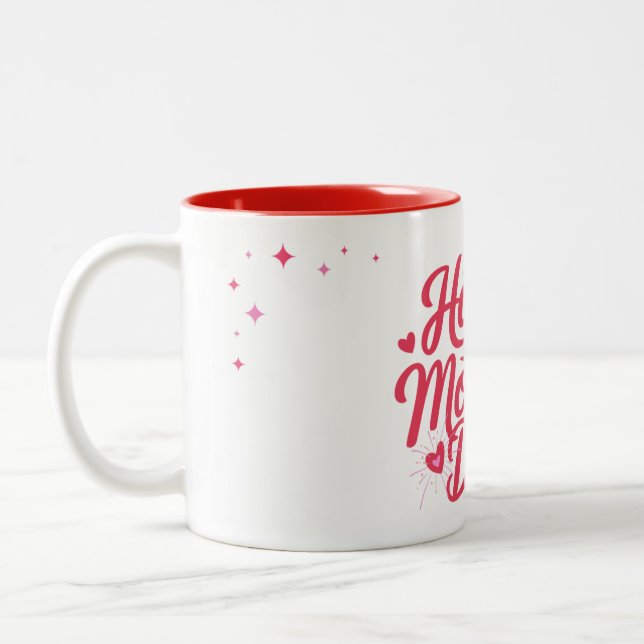 Happy mother day beautiful design Two-Tone coffee mug (Left)
