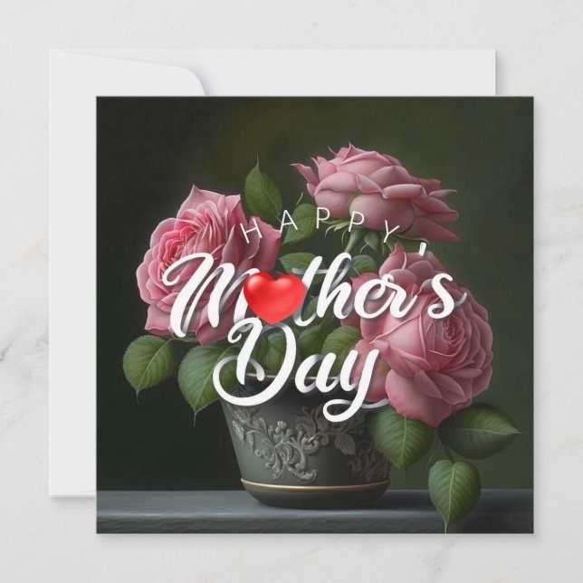 Happy mother day floral bouquet heart note card (Front)