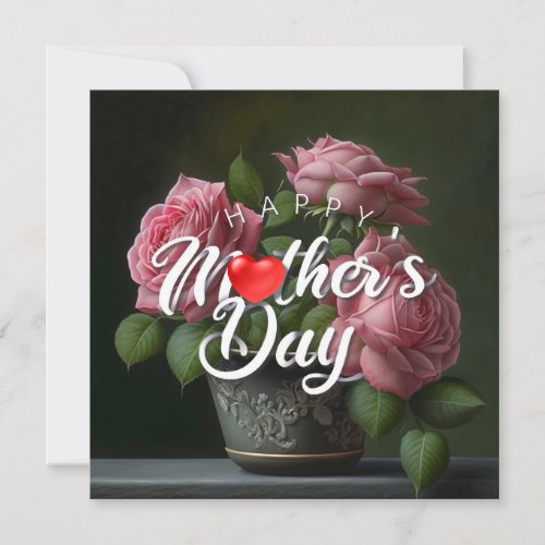 Happy mother day floral bouquet heart note card