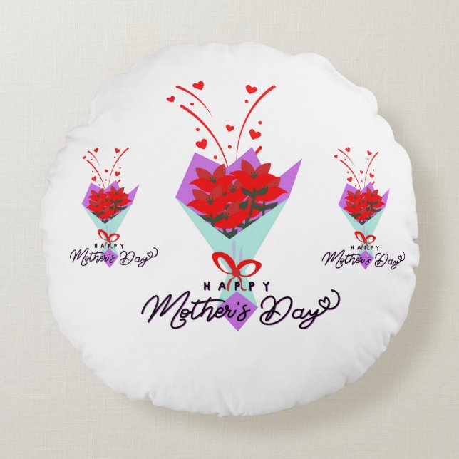 HAPPY MOTHER DAY GIFT ROUND PILLOW (Front)