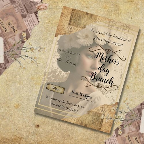 Happy mother day Honoring Mom Vintage mother day Invitation