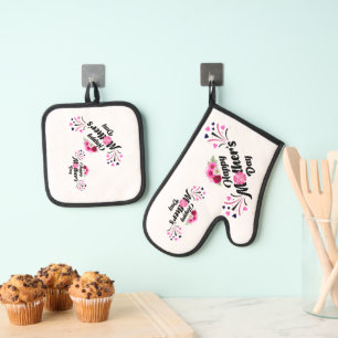 Happy Mother Day Modern Design Oven Mitt & Pot Holder Set