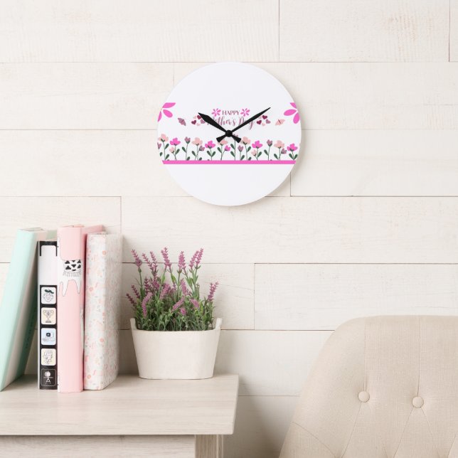 Happy Mother day multi Colour Design Large Clock (Reading Room)