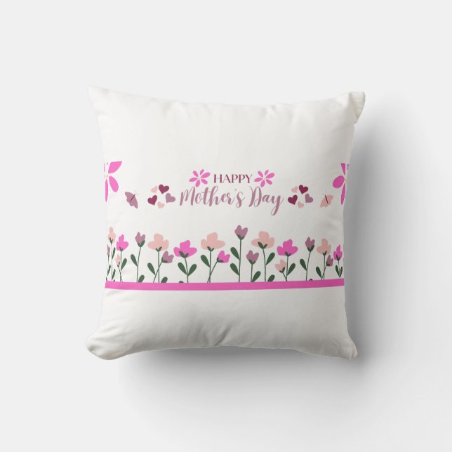 Happy Mother day multi Colour Design Throw Pillow (Front)