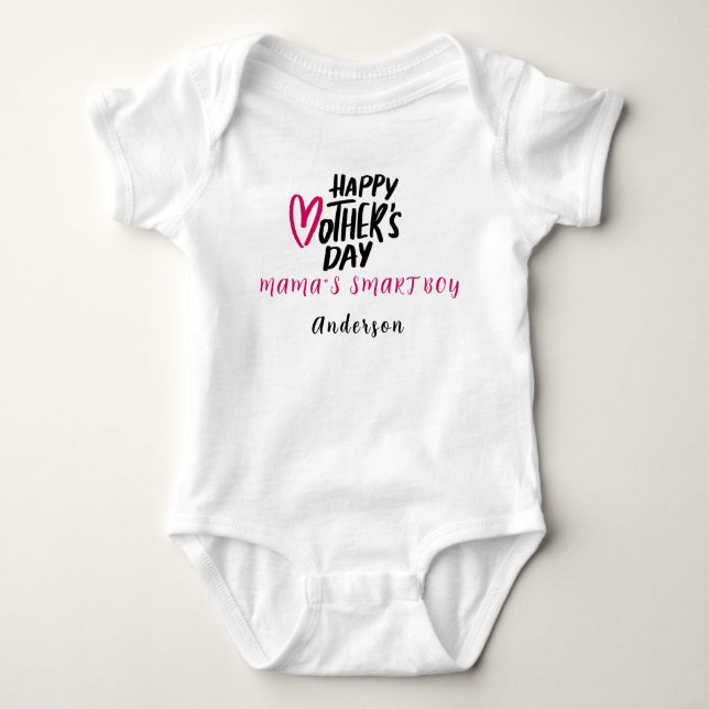 Happy Mother Day Personalized Name Cute Morden  Baby Bodysuit (Front)