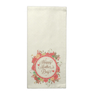 Happy Mother Day Text & Colorful Floral Design Napkin