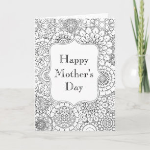 Happy Mother’s Day Card (Adult Coloring)