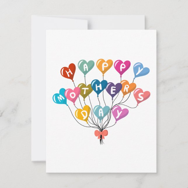 Happy Mother’s Day Colorful Heart Balloons Card (Front)