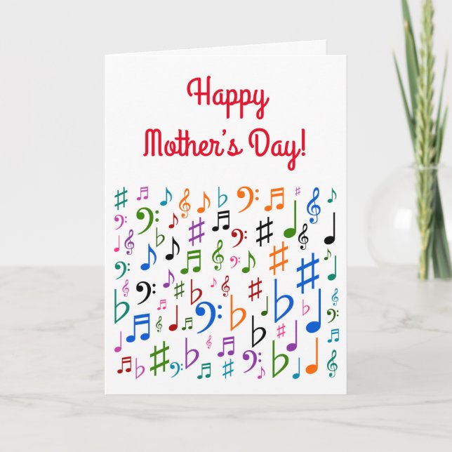 "Happy Mother’s Day!" + Colorful Music Symbols Card (Front)