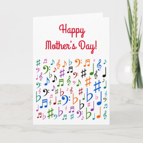 Happy Mothers Day  Colorful Music Symbols Card