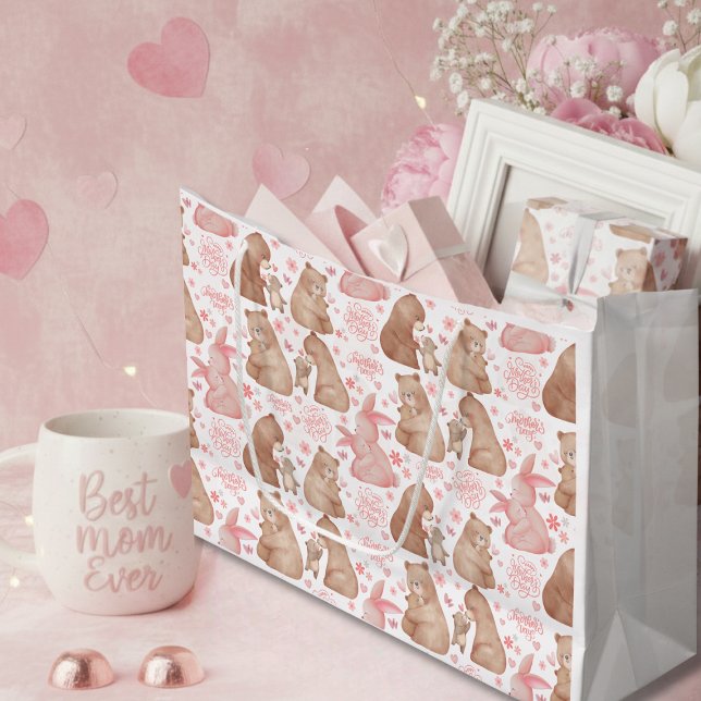 Happy Mother’s Day Cute Bear & Bunny Large Gift Bag (Creator Uploaded)
