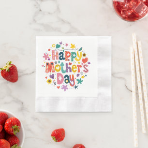 Happy Mother’s Day Floral Cool Stylish Lettering Napkins