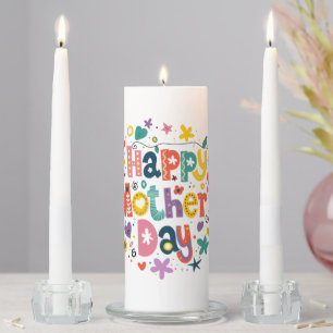 Happy Mother’s Day Floral Cool Stylish Lettering Unity Candle Set