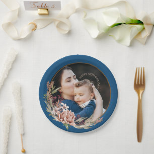 Happy Mother’s Day Floral Photo Card for Daughter Paper Plates