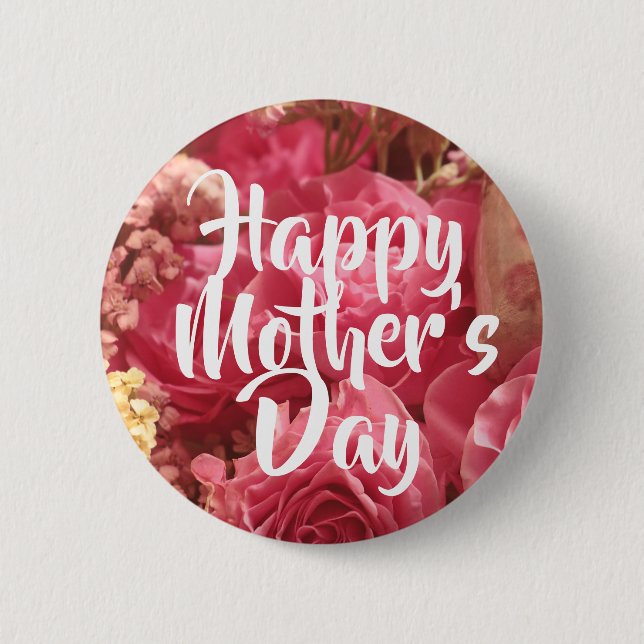 Happy Mother’s Day Heart Roses Button (Front)