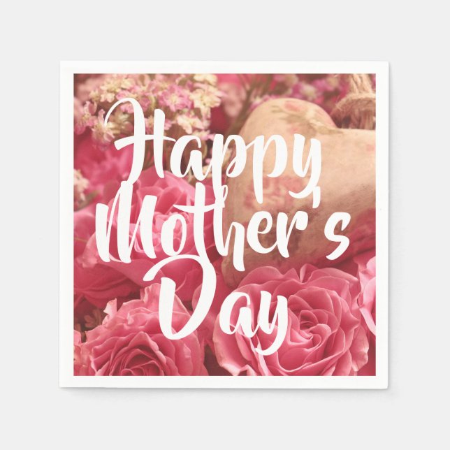 Happy Mother’s Day Heart Roses Napkins (Front)