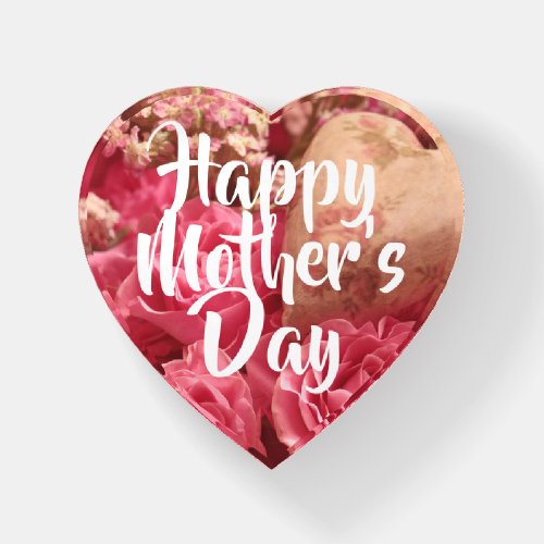Happy Mothers Day Heart Roses Paperweight
