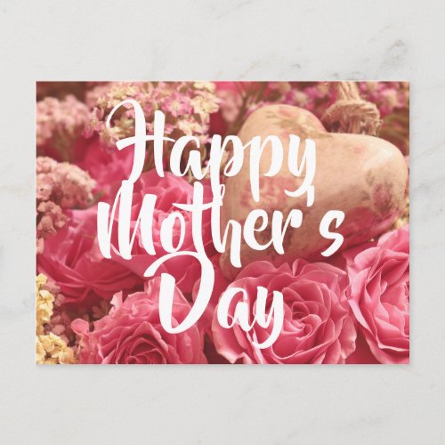 Happy Mothers Day Heart Roses Postcard