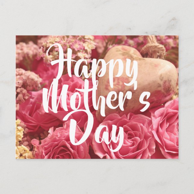 Happy Mother’s Day Heart Roses Postcard (Front)