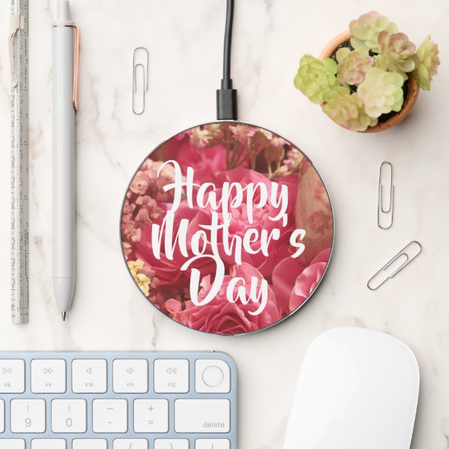 Happy Mother’s Day Heart Roses Wireless Charger (Desk)