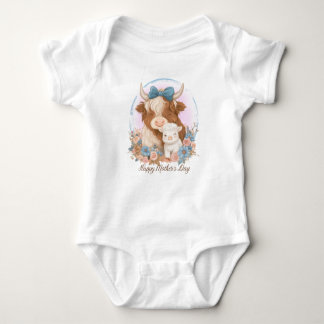 Happy Mother’s Day Highland Cow Baby Bodysuit