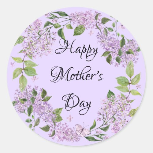Happy Motherâs Day Lilac Flowers Sticker