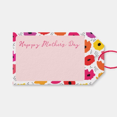 Happy Mothers Day Modern Blush Pink Poppy Floral Gift Tags