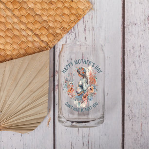 Happy Mother’s Day Mom to Be Floral Watercolor Can Glass