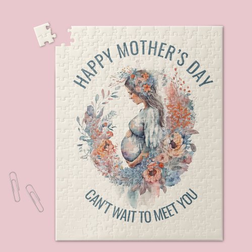Happy Motherâs Day Mom to Be Floral Watercolor Jigsaw Puzzle