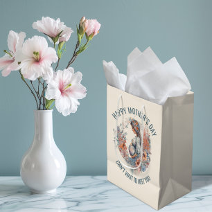 Happy Mother’s Day Mom to Be Floral Watercolor Medium Gift Bag