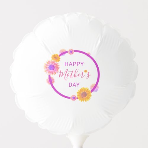 Happy Mothers Day Pink Floral Circle Balloon