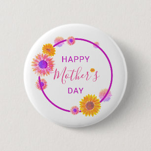 Happy Mother’s Day Pink Floral Circle Button