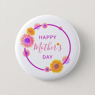 Happy Mother’s Day Pink Floral Circle Button