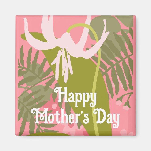 Happy Mother’s Day pink floral magnet (Front)