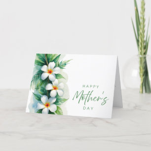 Happy Mother’s Day Plumeria & Maile Lei Letterpress Thank You Card