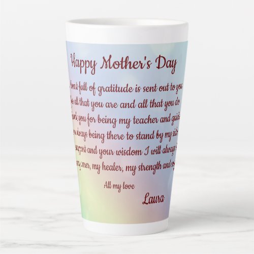 Happy Mothers Day Poem personalised Latte Mug