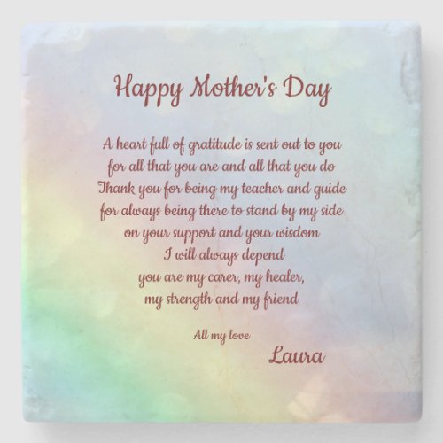 Happy Mothers Day poem personalised Stone Coaster