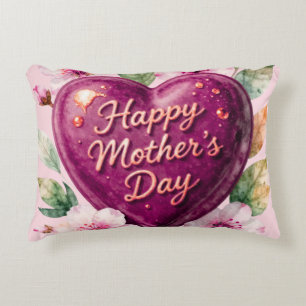 Happy Mother’s Day Purple Heart Bloom Accent Pillow
