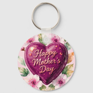 Happy Mother’s Day Purple Heart Bloom Keychain