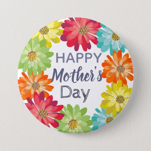 Happy Mothers Day spring colorful flowers Button