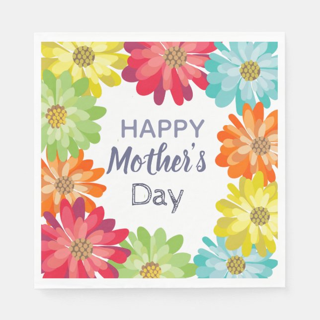 Happy Mother’s Day spring colorful flowers Napkins (Front)