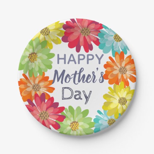 Happy Mothers Day spring colorful flowers Paper Plates