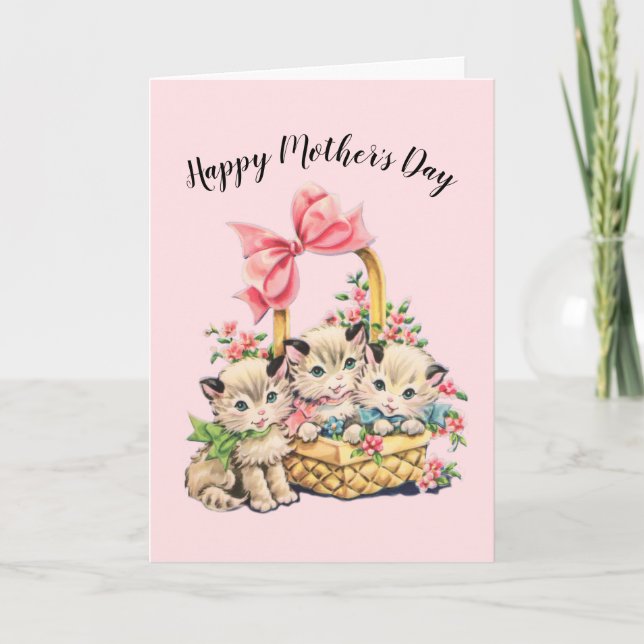 Happy Mother’s Day Vintage Kittens Card (Front)