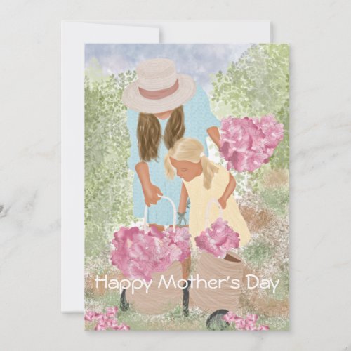 Happy Mothers Day Watercolor Pink Floral Card