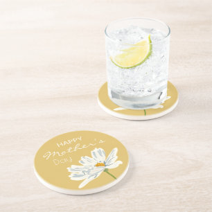Happy Mother’s Day White  Artistic Flower  Coaster