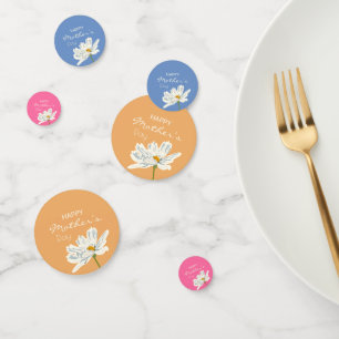 Happy Mother’s Day White Artistic Flower Colorful Confetti